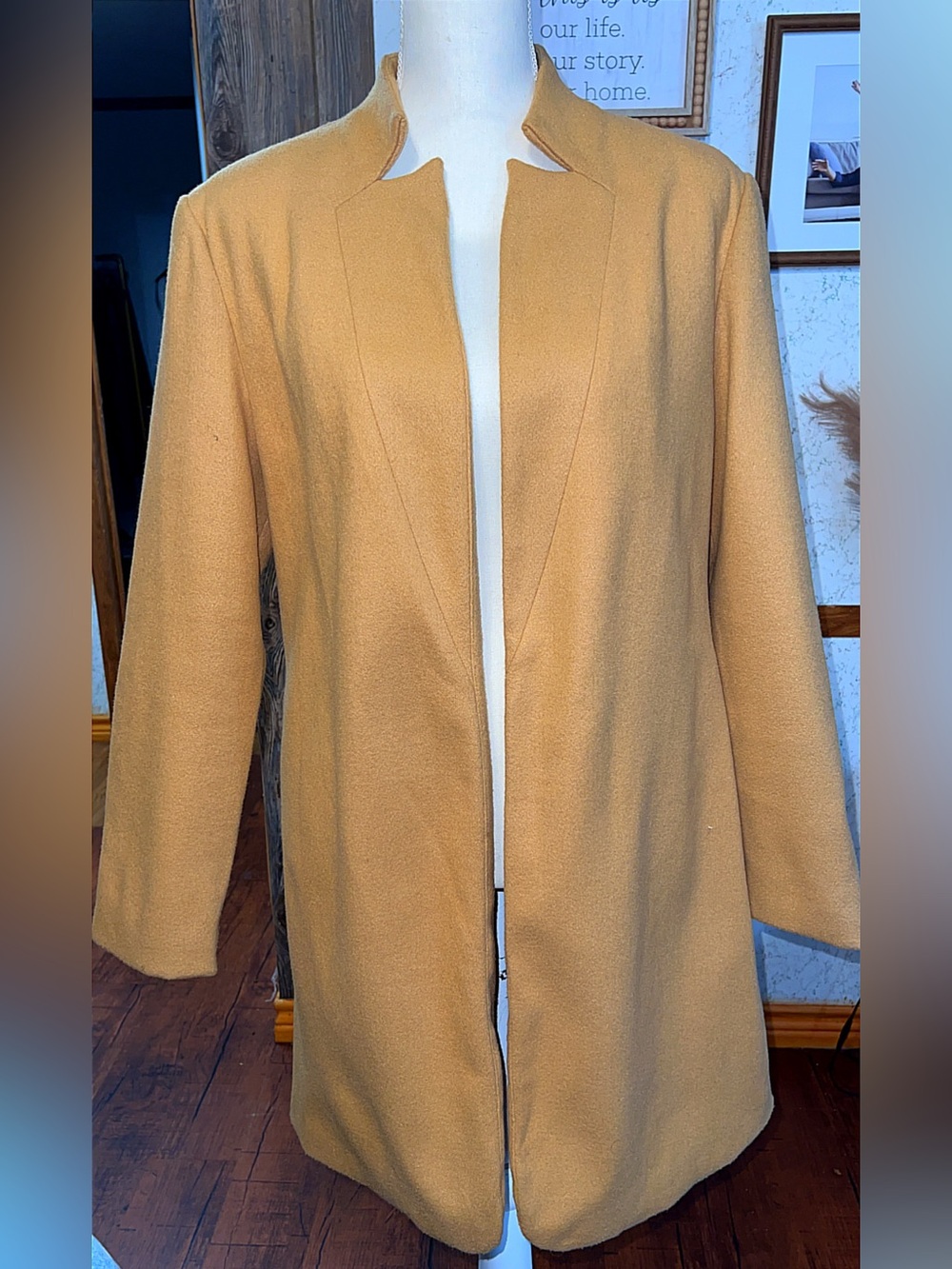 Camel Gold Open Front Blazer Coat | Size XL